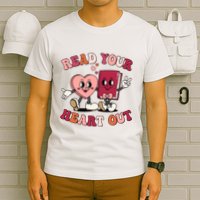Cute Retro Valentine Read Your Heart Out Book Lover Reading Fan T-Shirt