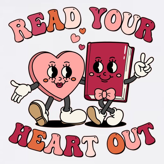 Cute Retro Valentine Read Your Heart Out Book Lover Reading Fan T-Shirt