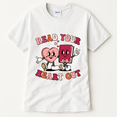 Cute Retro Valentine Read Your Heart Out Book Lover Reading Fan Tall T-Shirt