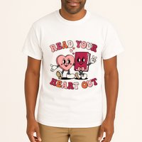 Cute Retro Valentine Read Your Heart Out Book Lover Reading Fan Tall T-Shirt