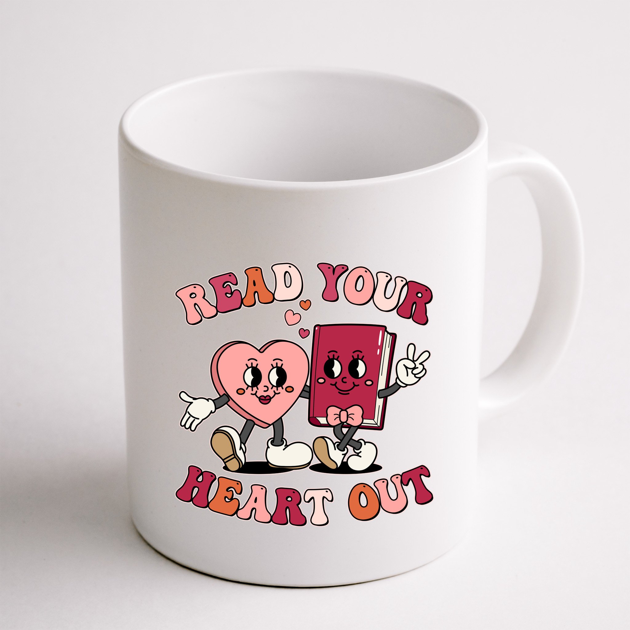 Cute Retro Valentine Read Your Heart Out Book Lover Reading Fan Mug