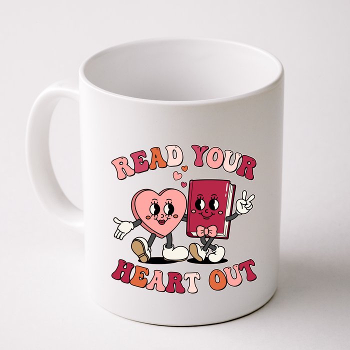 Cute Retro Valentine Read Your Heart Out Book Lover Reading Fan Mug