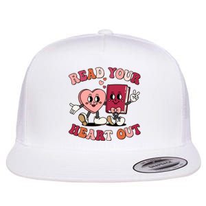 Cute Retro Valentine Read Your Heart Out Book Lover Reading Fan Flat Bill Trucker Hat