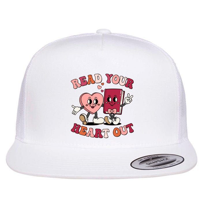 Cute Retro Valentine Read Your Heart Out Book Lover Reading Fan Flat Bill Trucker Hat