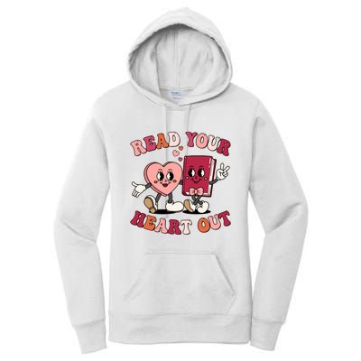 Cute Retro Valentine Read Your Heart Out Book Lover Reading Fan Women's Pullover Hoodie