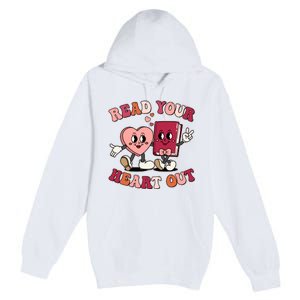 Cute Retro Valentine Read Your Heart Out Book Lover Reading Fan Premium Pullover Hoodie