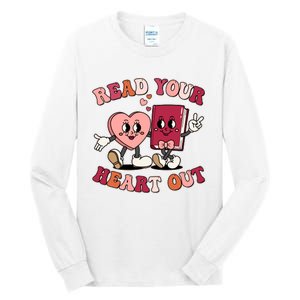 Cute Retro Valentine Read Your Heart Out Book Lover Reading Fan Tall Long Sleeve T-Shirt