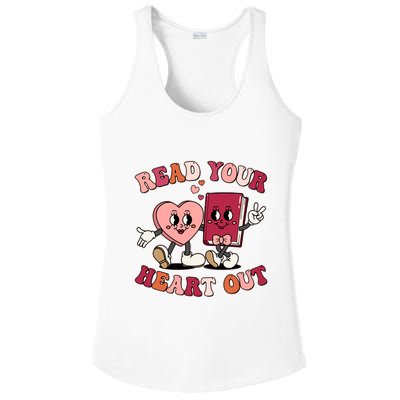Cute Retro Valentine Read Your Heart Out Book Lover Reading Fan Ladies PosiCharge Competitor Racerback Tank