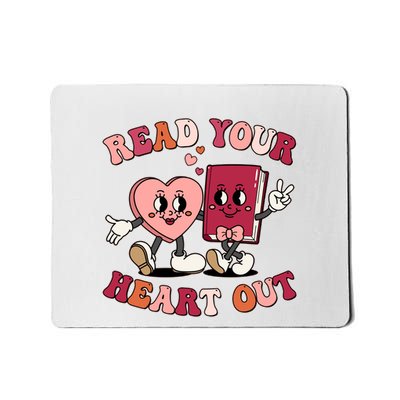 Cute Retro Valentine Read Your Heart Out Book Lover Reading Fan Mousepad