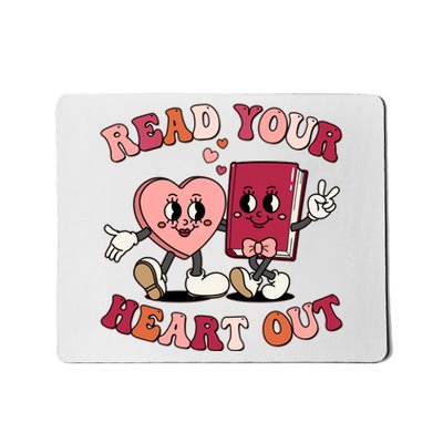 Cute Retro Valentine Read Your Heart Out Book Lover Reading Fan Mousepad