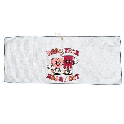 Cute Retro Valentine Read Your Heart Out Book Lover Reading Fan Large Microfiber Waffle Golf Towel