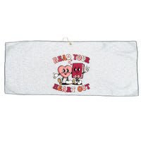Cute Retro Valentine Read Your Heart Out Book Lover Reading Fan Large Microfiber Waffle Golf Towel
