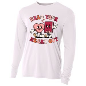 Cute Retro Valentine Read Your Heart Out Book Lover Reading Fan Cooling Performance Long Sleeve Crew