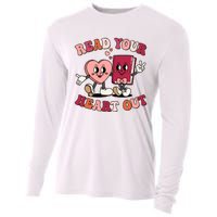 Cute Retro Valentine Read Your Heart Out Book Lover Reading Fan Cooling Performance Long Sleeve Crew