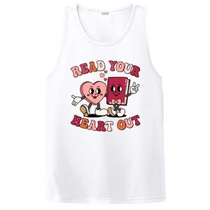 Cute Retro Valentine Read Your Heart Out Book Lover Reading Fan PosiCharge Competitor Tank