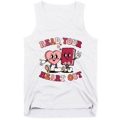 Cute Retro Valentine Read Your Heart Out Book Lover Reading Fan Tank Top
