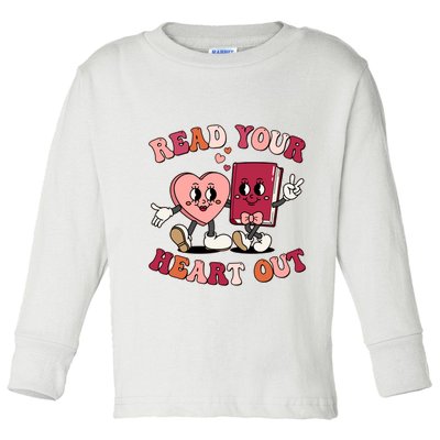Cute Retro Valentine Read Your Heart Out Book Lover Reading Fan Toddler Long Sleeve Shirt