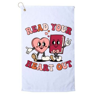 Cute Retro Valentine Read Your Heart Out Book Lover Reading Fan Platinum Collection Golf Towel