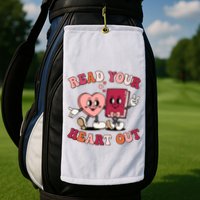 Cute Retro Valentine Read Your Heart Out Book Lover Reading Fan Golf Towel