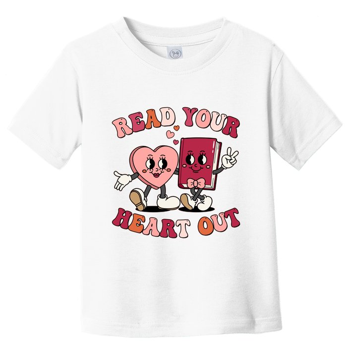 Cute Retro Valentine Read Your Heart Out Book Lover Reading Fan Toddler T-Shirt
