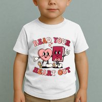 Cute Retro Valentine Read Your Heart Out Book Lover Reading Fan Toddler T-Shirt