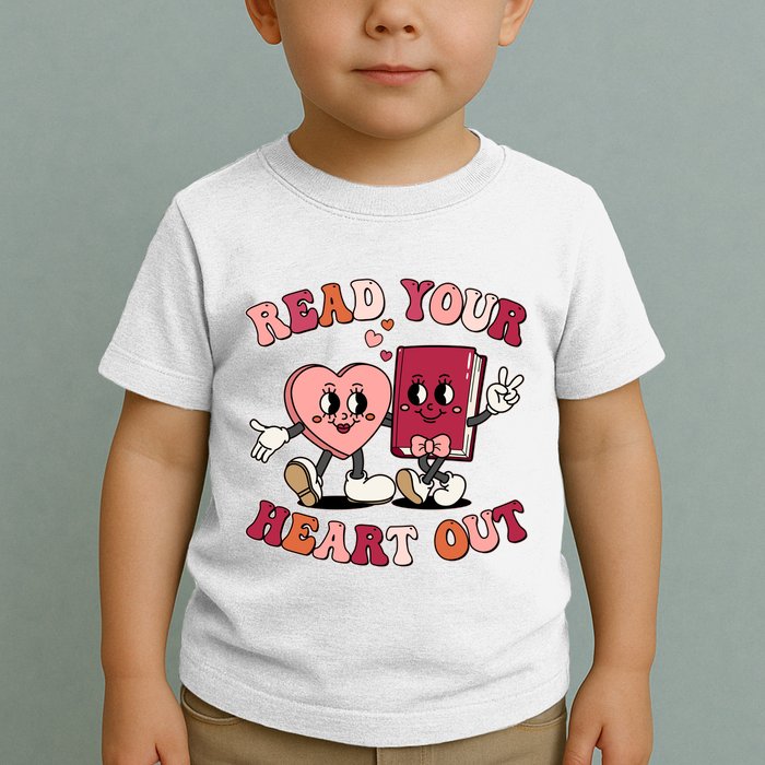 Cute Retro Valentine Read Your Heart Out Book Lover Reading Fan Toddler T-Shirt
