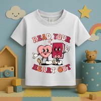Cute Retro Valentine Read Your Heart Out Book Lover Reading Fan Toddler T-Shirt