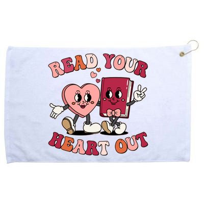 Cute Retro Valentine Read Your Heart Out Book Lover Reading Fan Grommeted Golf Towel