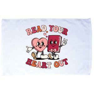 Cute Retro Valentine Read Your Heart Out Book Lover Reading Fan Microfiber Hand Towel