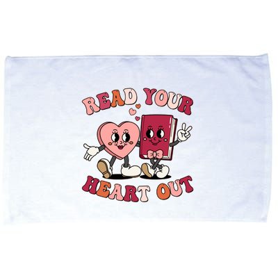 Cute Retro Valentine Read Your Heart Out Book Lover Reading Fan Microfiber Hand Towel