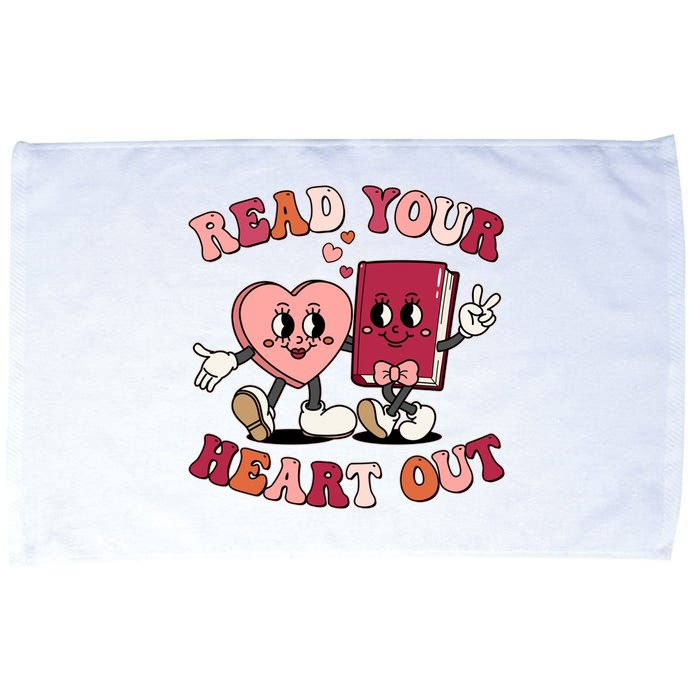 Cute Retro Valentine Read Your Heart Out Book Lover Reading Fan Microfiber Hand Towel