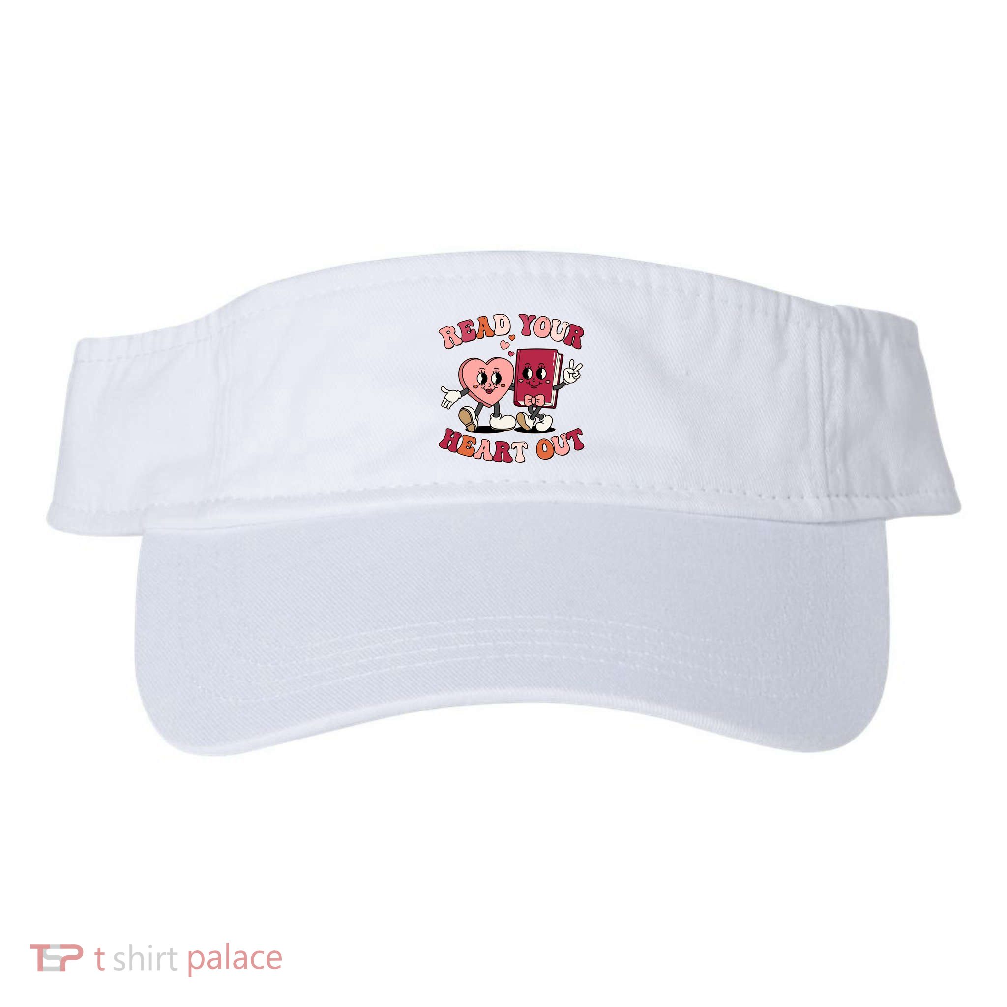Cute Retro Valentine Read Your Heart Out Book Lover Reading Fan Visor