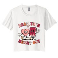 Cute Retro Valentine Read Your Heart Out Book Lover Reading Fan Crop Top