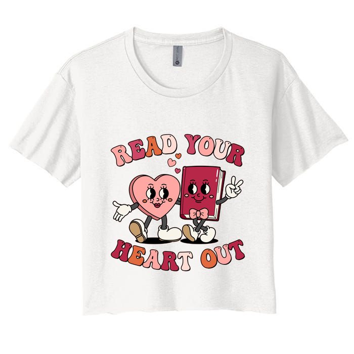 Cute Retro Valentine Read Your Heart Out Book Lover Reading Fan Crop Top