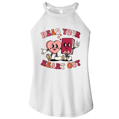 Cute Retro Valentine Read Your Heart Out Book Lover Reading Fan Women's Perfect Tri Rocker Tank