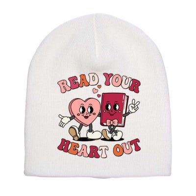 Cute Retro Valentine Read Your Heart Out Book Lover Reading Fan Short Acrylic Beanie
