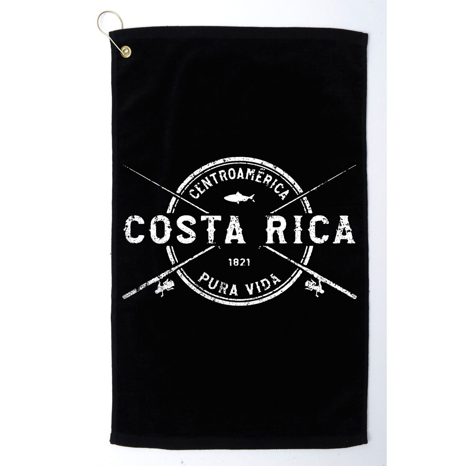 Costa Rica Vintage Crossed Fishing Rods Golf Towel