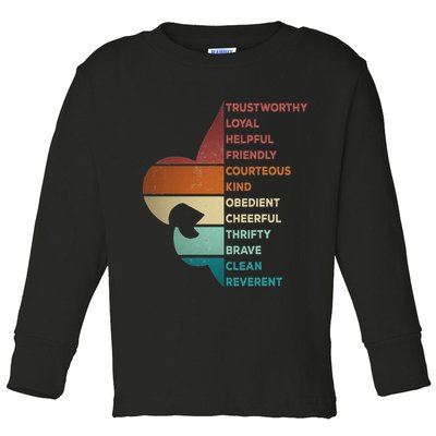 Cool Retro Vintage Style Scouting Law Toddler Long Sleeve Shirt