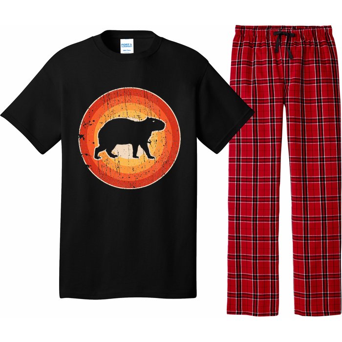 Capybara Retro Vintage 60s 70s Sunset Rodent Animal Lovers Pajama Set