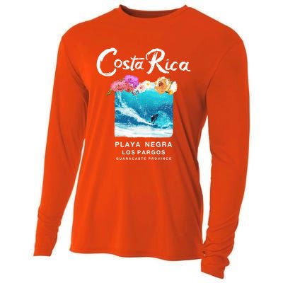 Costa Rica Vintage Surfing Gift Cooling Performance Long Sleeve Crew