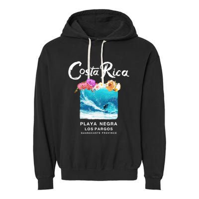 Costa Rica Vintage Surfing Gift Garment-Dyed Fleece Hoodie