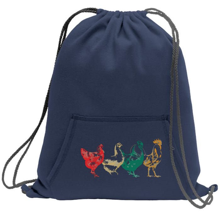 Chicken Retro Vintage Poultry Farmer Women Men Farm Lover Sweatshirt Cinch Pack Bag