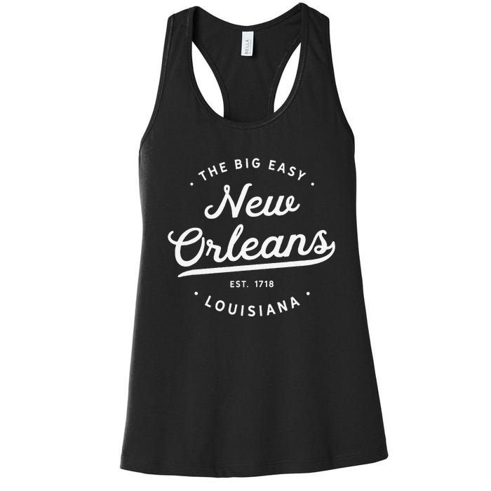 Classic Retro Vintage New Orleans Louisiana Big Easy Nola Women's Racerback Tank