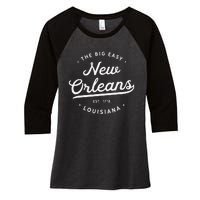 Classic Retro Vintage New Orleans Louisiana Big Easy Nola Women's Tri-Blend 3/4-Sleeve Raglan Shirt