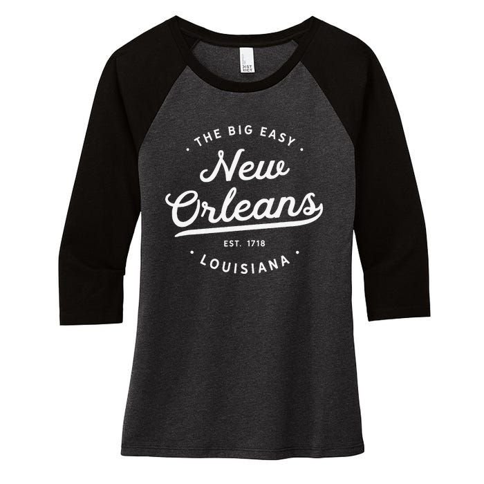 Classic Retro Vintage New Orleans Louisiana Big Easy Nola Women's Tri-Blend 3/4-Sleeve Raglan Shirt