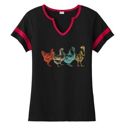 Chicken Retro Vintage Poultry Farmer Women Men Farm Lover Gift Ladies Halftime Notch Neck Tee