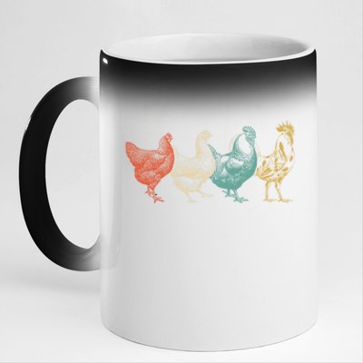 Chicken Retro Vintage Poultry Farmer Women Men Farm Lover Gift 11oz Black Color Changing Mug