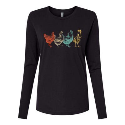 Chicken Retro Vintage Poultry Farmer Women Men Farm Lover Gift Womens Cotton Relaxed Long Sleeve T-Shirt