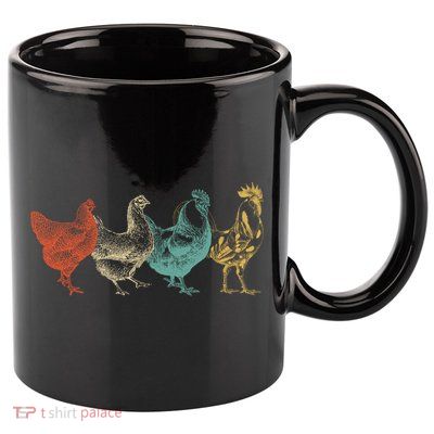 Chicken Retro Vintage Poultry Farmer Women Men Farm Lover Gift 11oz C Handle Ceramic Mug