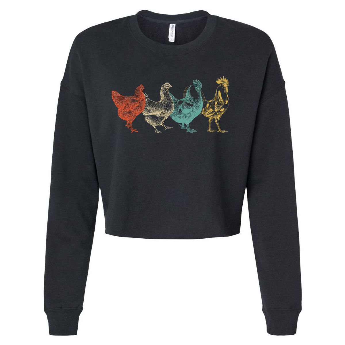 Chicken Retro Vintage Poultry Farmer Women Men Farm Lover Gift Cropped Pullover Crew